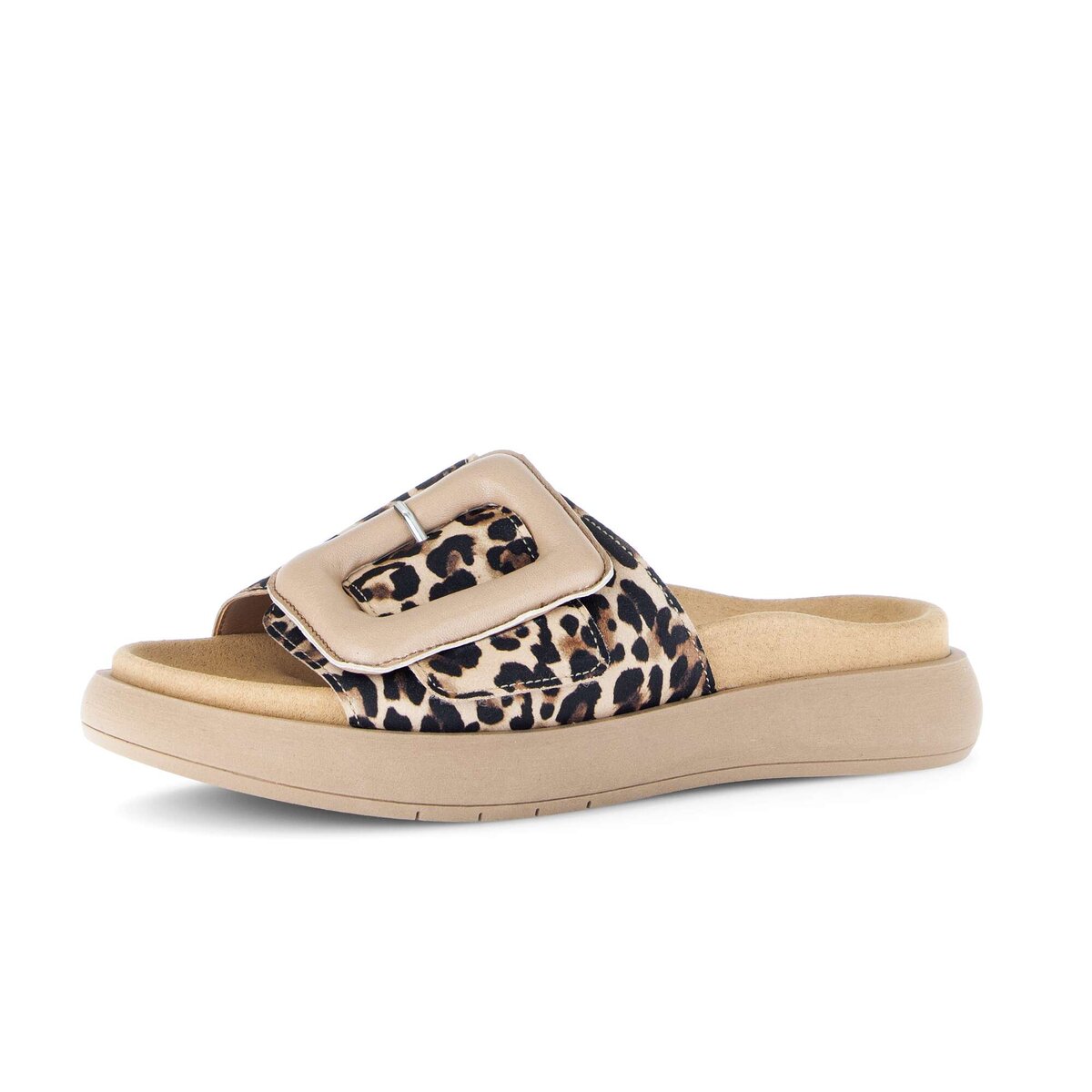 Pantolette GABOR "Pantolette Materialmix Leder", Damen, Gr. 39, beige, Schuhe Pantolette