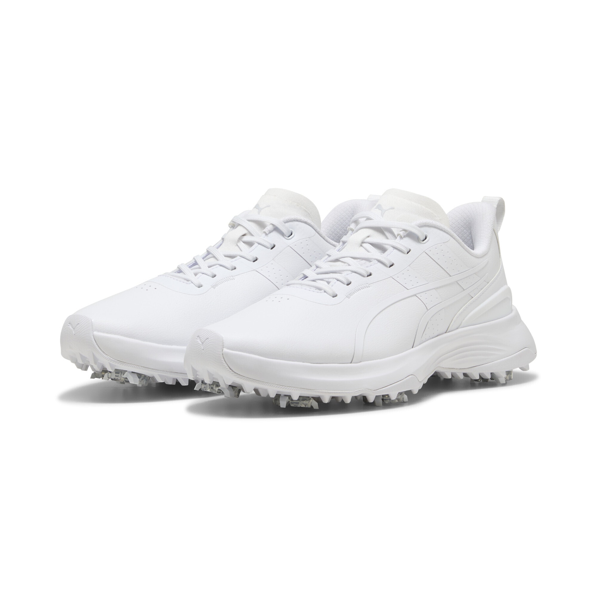 Golfschuh PUMA "Ignite Blaze 3 Golfschuhe Damen", Damen, Gr. 42, weiß silber mist gray, Obermaterial: Synthetik, Textil; Futter: Textil; Innensohle: Textil; Laufsohle: Gummi, Schuhe