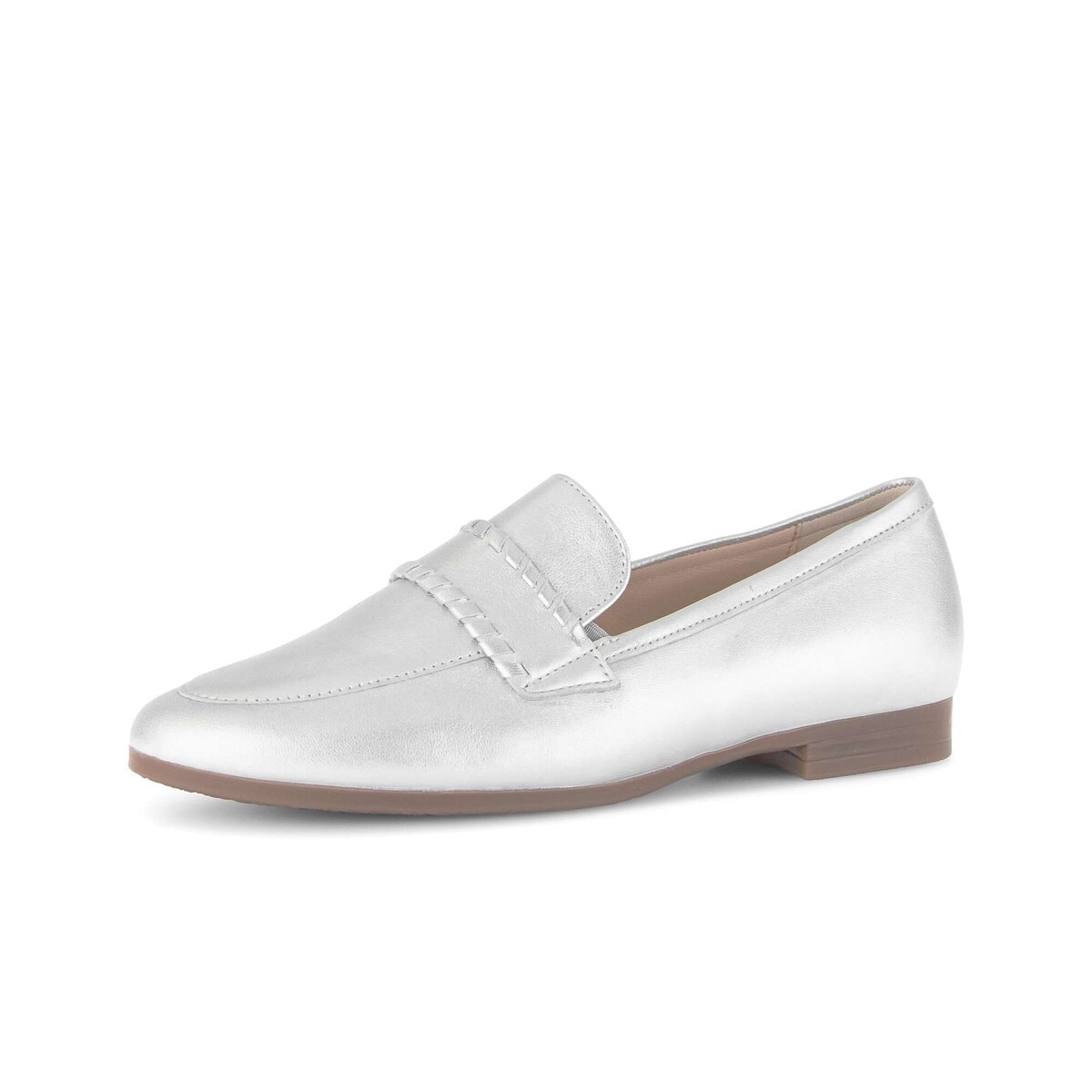 Slipper GABOR "Slipper Effektleder", Damen, Gr. 37,5, silber, Schuhe Slipper