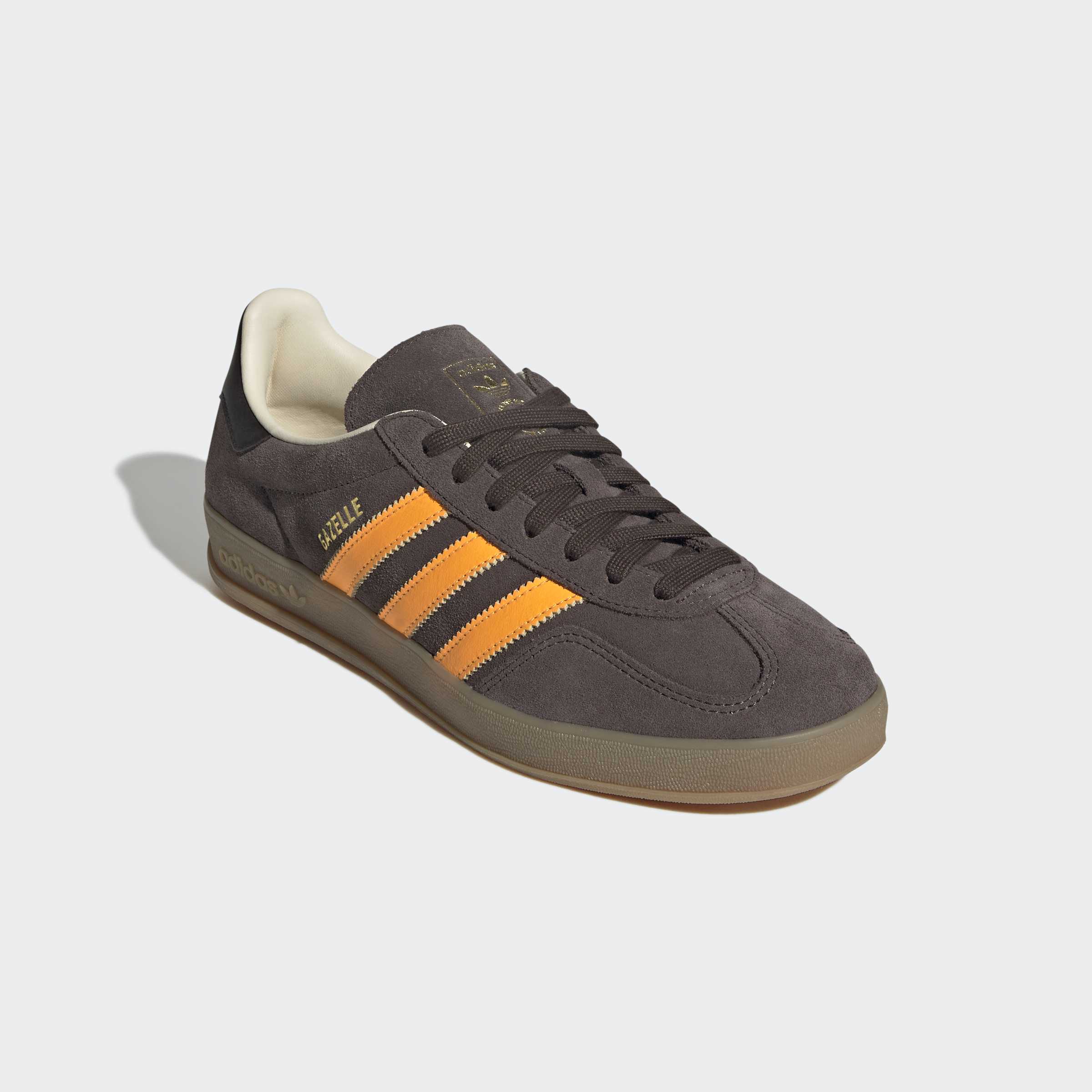 Sneaker ADIDAS ORIGINALS "GAZELLE INDOOR", Herren, Gr. 44, braun, lucid tangerine, wonder weiß, Leder, Schuhe Sneaker
