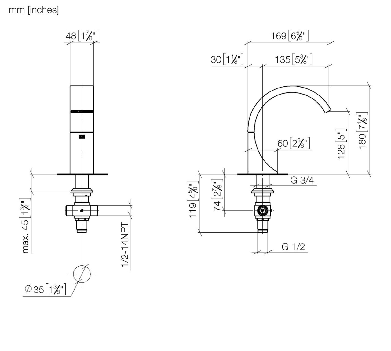 Dornbracht Waschtisch-Stand-Auslauf ohne Ablaufgarnitur 13715811-42 Image