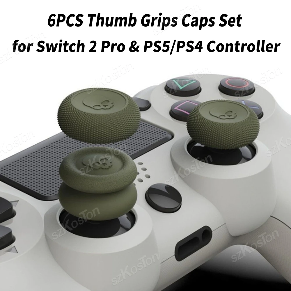6PCS Daumen Griffe Kappen Set für Schalter 2 Pro/PS5/PS4 Controller Taste Stick Abdeckung Gamepad Joystick kappe Gaming Zubehör Image