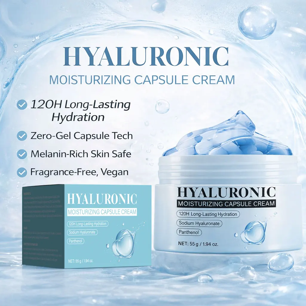 Hyaluronsäure-Kapselcreme, langanhaltende Hydratation, Barrierepflege, beruhigende tägliche Gesichtsfeuchtigkeitscreme für alle Hauttypen, 55g/1,94oz Image