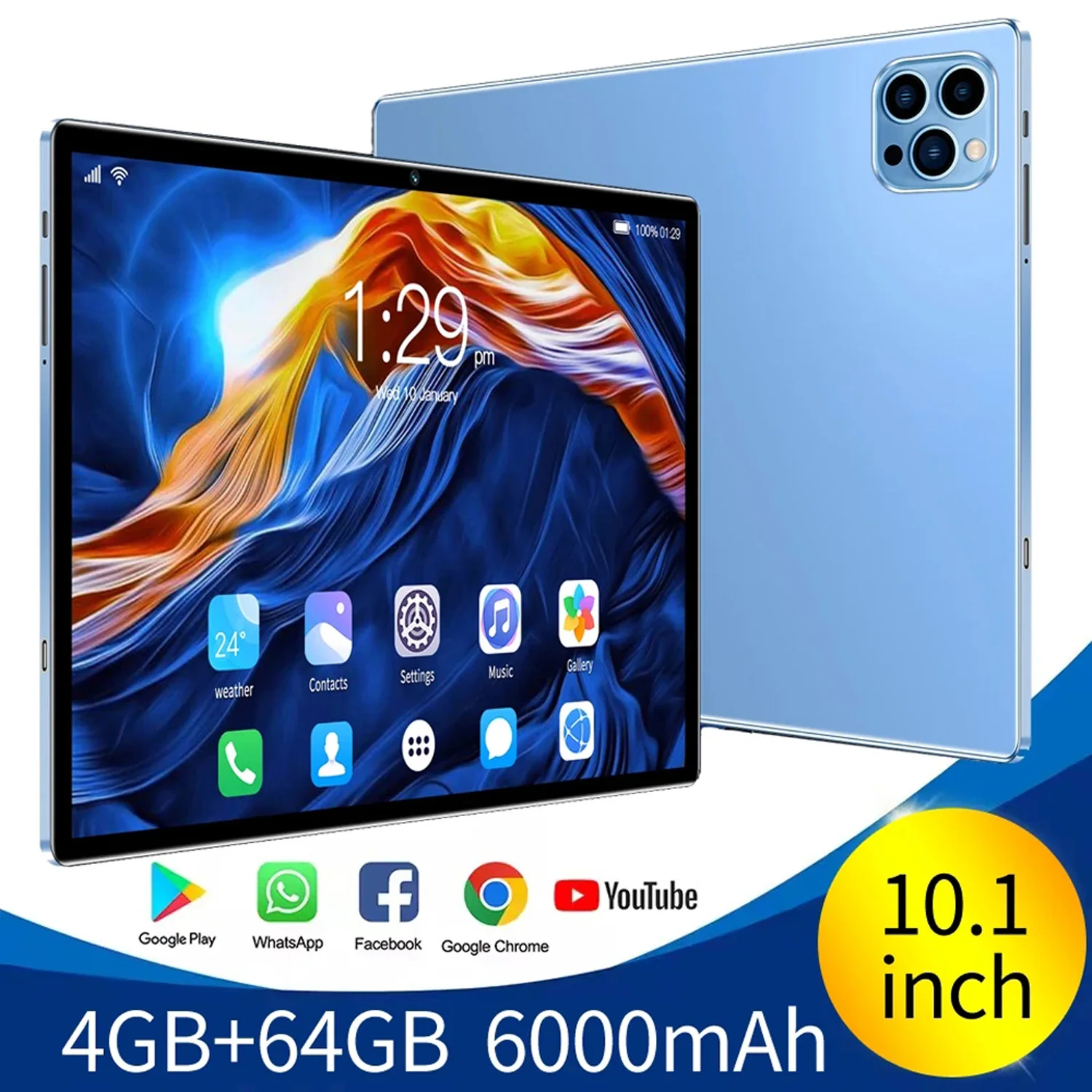 2025 Global BDF Android 13 Tablet 4GB+64GB HD-Touchscreen Dual-SIM WLAN 6000mAh Akku Octa-Core Image