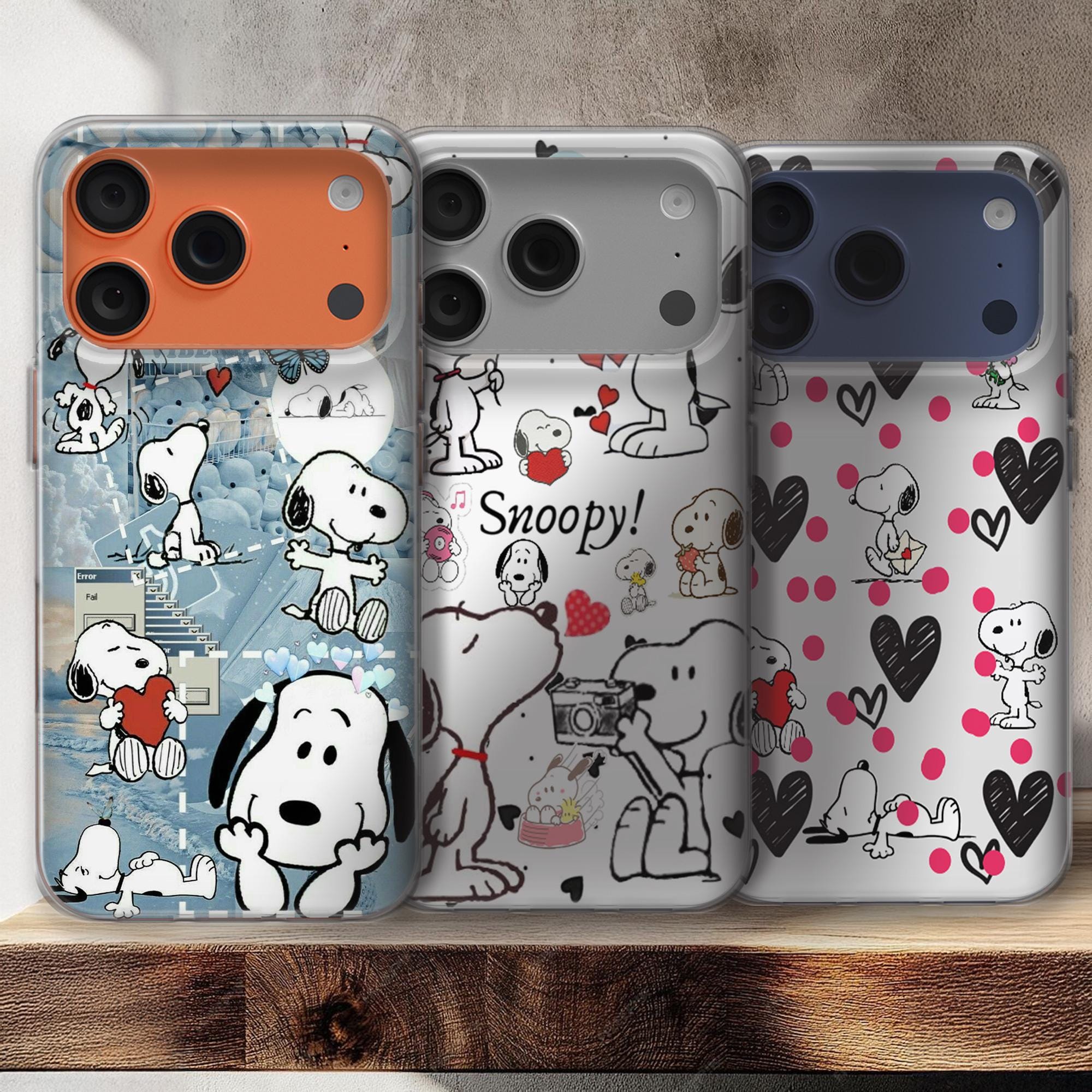 Custodia per telefono Snoopy Love per San Valentino + pellicola protettiva per lo schermo, simpatica pellicola protettiva per telefono a forma di cart