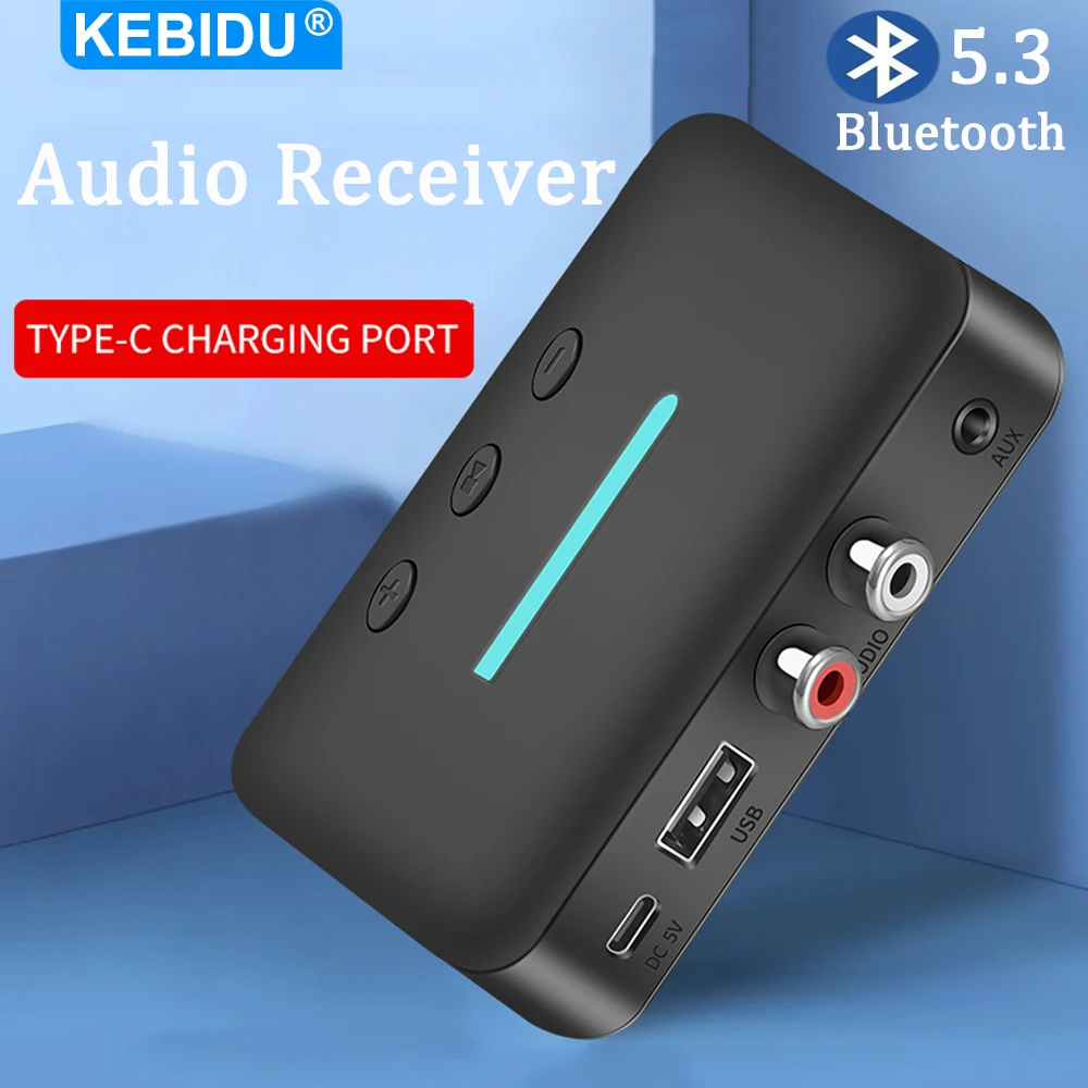 Bluetooth 5.3 Audio-Empfänger USB Kabelloser Stereo-Musikadapter 3,5mm AUX R/L RCA Unterstützt U-Disk-Wiedergabe für Desktop-Lautsprecher Verstärker Image