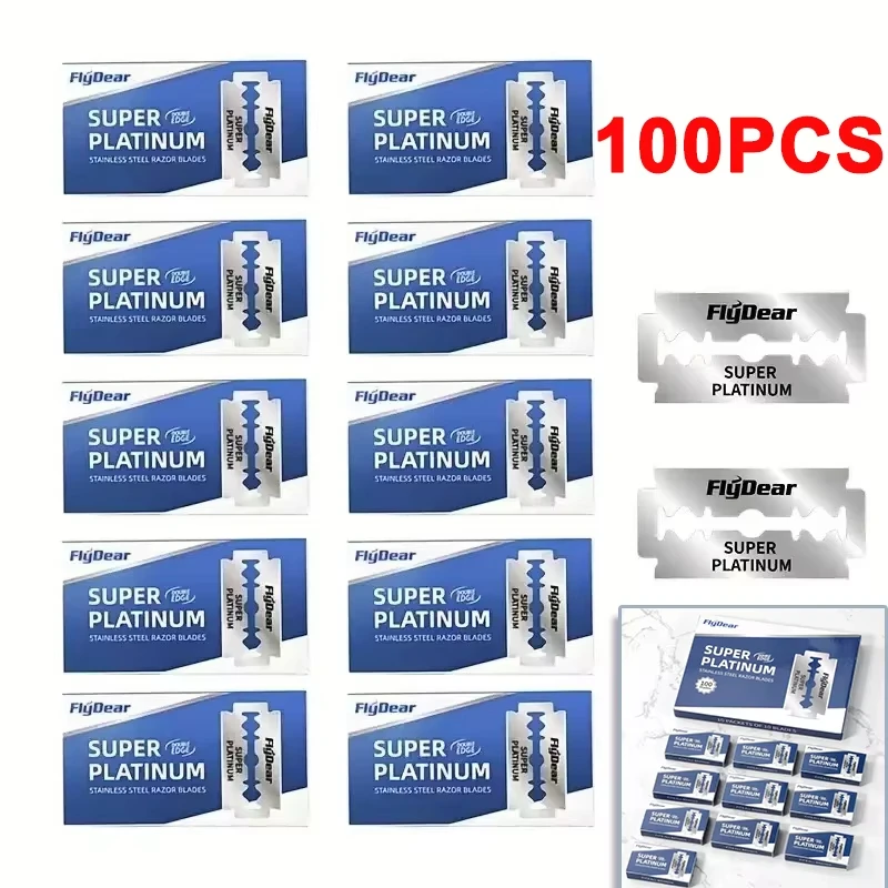 100PCS/10PCS Edelstahl Doppel Rand Sicherheit Rasierklingen Professionelle männer Barber Rasur Haar Entfernung Werkzeug Image