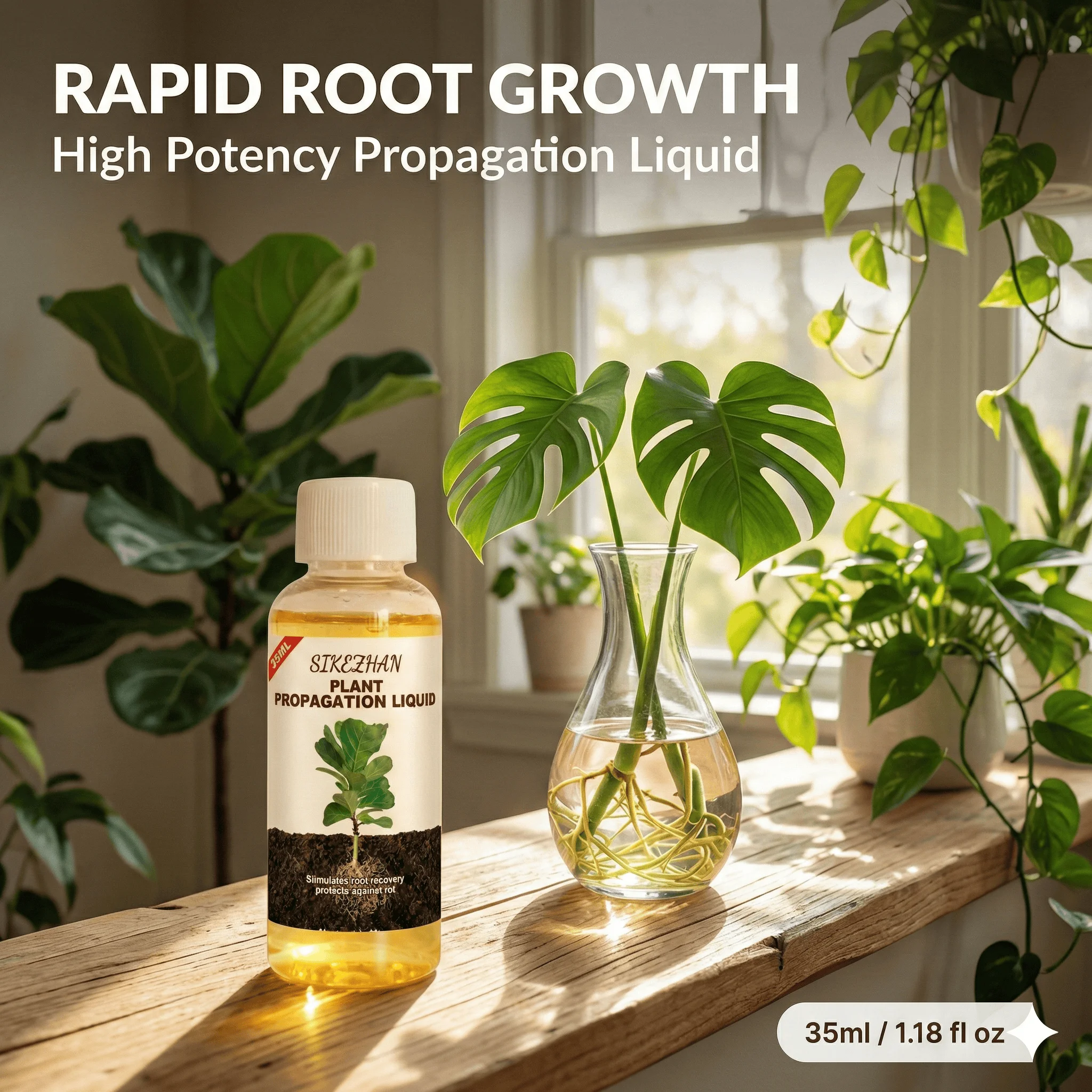 Schnellwirksames Wurzelwachstumshormon für Pflanzenvermehrung, Fördert Wurzelwachstum, Dünger zur Wiederherstellung für Schwanzende Zimmerpflanzen Image