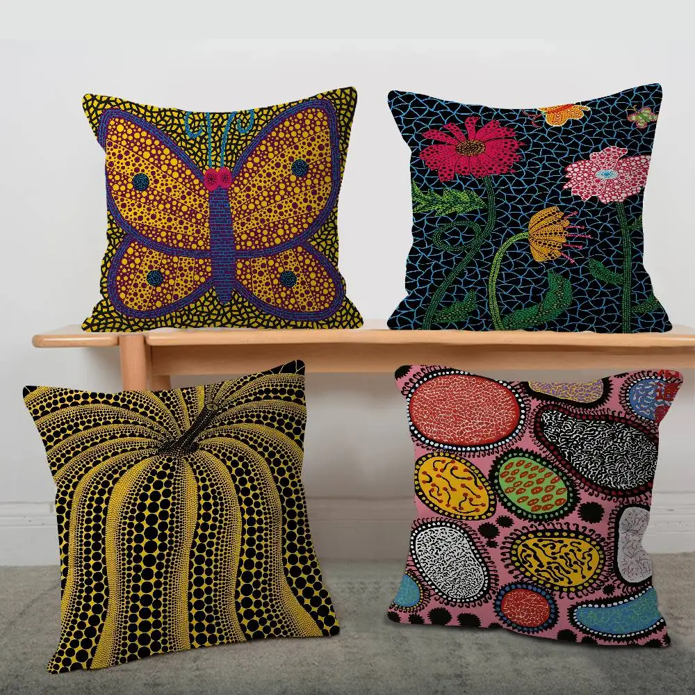 k-Kusama y-Yayoi Art Kissenbezug, Polyester, Sofakissen, dekorative Dekokissen, Heimdekoration, Kissenbezug Image