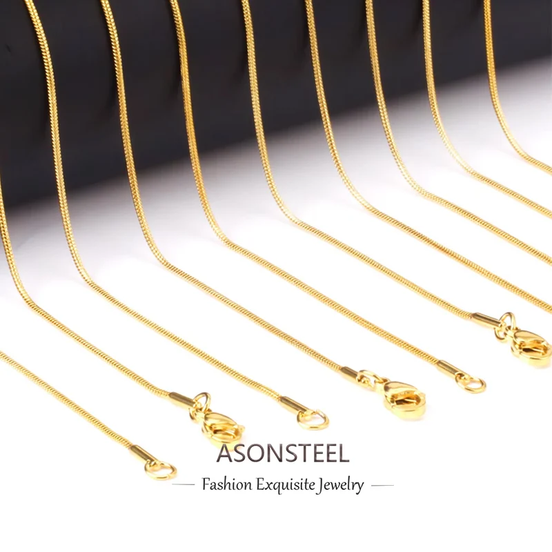 ASONSTEEL 1 stücke 1/2/3mm Größe Runde Schlange Seil Link Kette Halsketten Edelstahl Für Frauen männer Kuba Halsband DIY Schmuck Punk Image