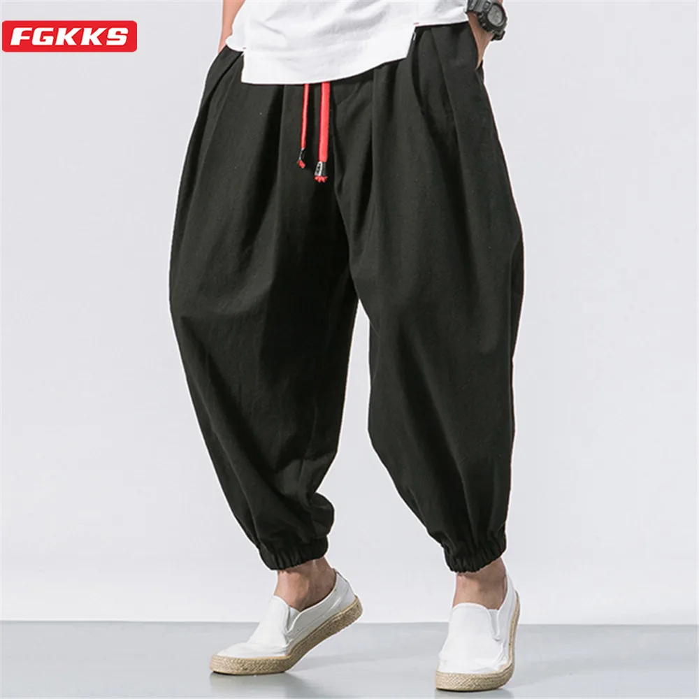 FGKKS Neue Übergroße Herren Loose-Fit Haremshose Herbst Chinesische Übergrößen-Jogginghose Baumwollqualität Lässige Marken-Hose für Männer Image