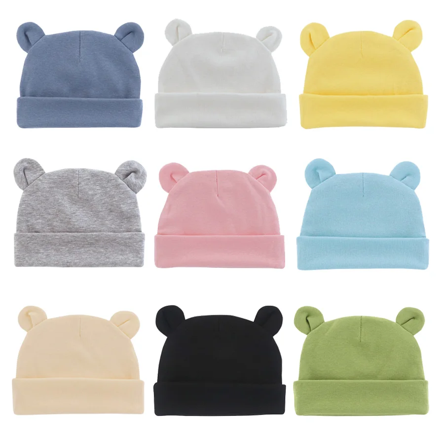 Morbido cappello neonato berretto da bambino in cotone cofano infantile berretto da bambino per ragazze ragazzi cappelli per bambini neonato fotografia puntelli accessori 0-12M