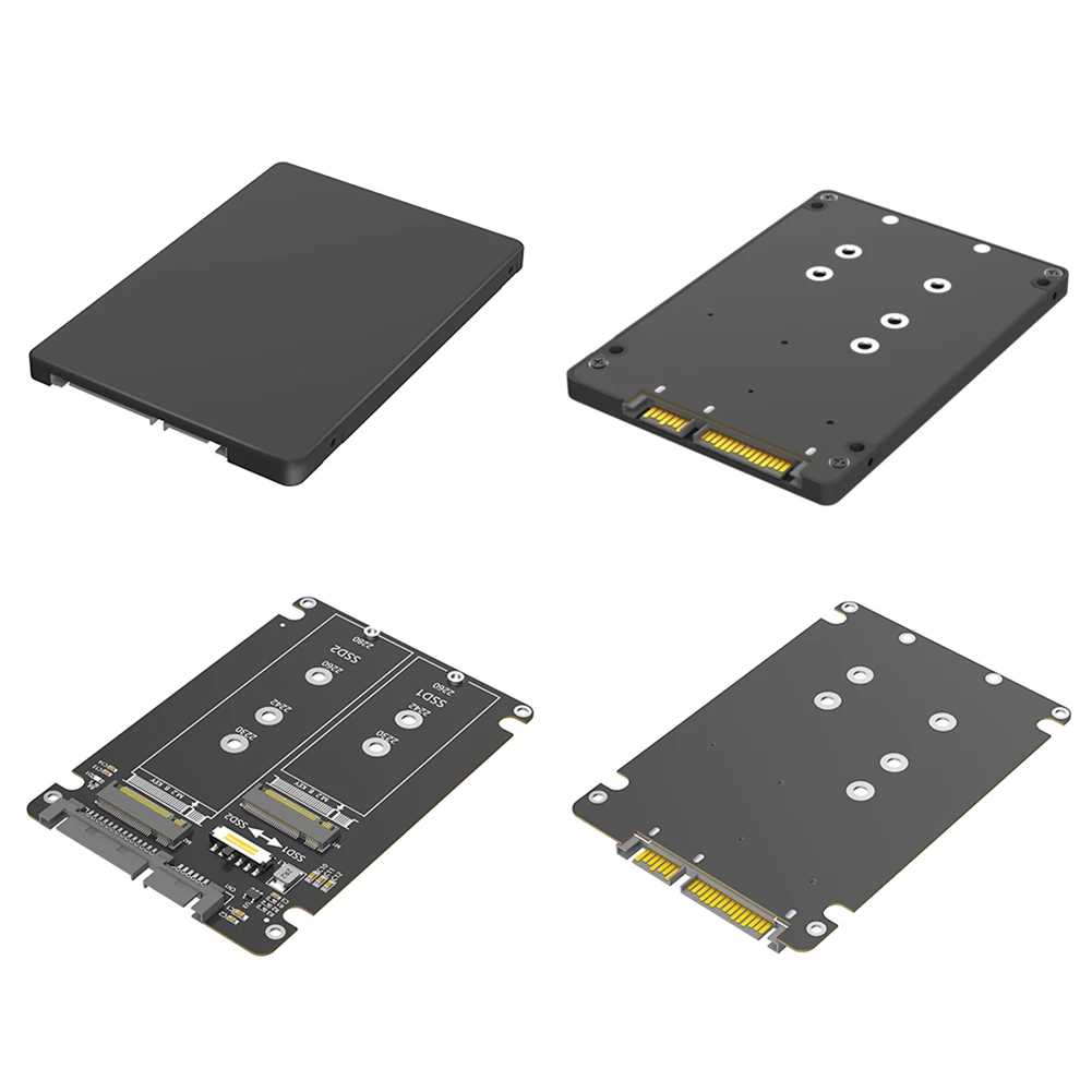 Dual M.2 B-Key NGFF SSD zu 2,5 SATA III Adapter M.2 SATA Adapter 6Gbps Dual NGFF B-Key M.2 SSD Karte Treiberfrei mit Gehäuse