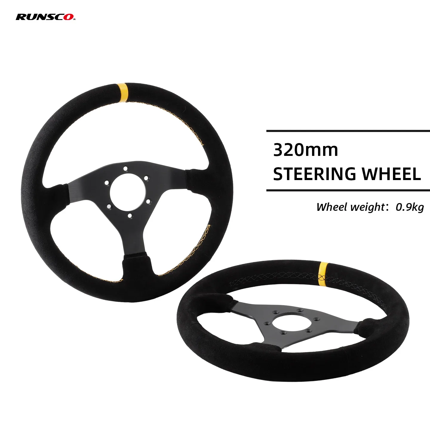 RUNSCO 320mm Flaches Wildleder-Lenkrad für PC Sim Racing Drift Spiel-Controller Image