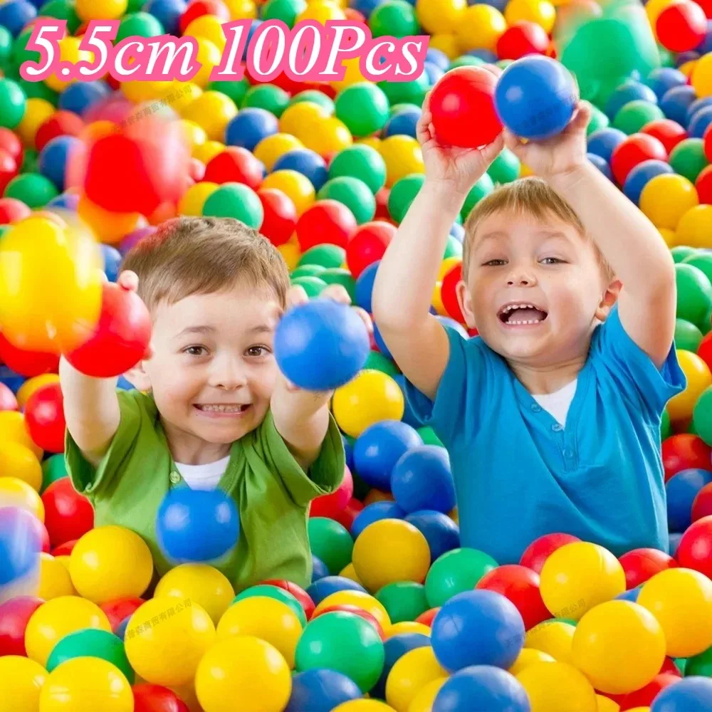 100 Stücke Umweltfreundliche Bunte Bälle 5,5 cm Weichen Kunststoff Pool Ball Lustige Baby Schwimmen Pit Spielzeug Bälle Im Freien Kinder Spielzeug Spiele Kinder Image