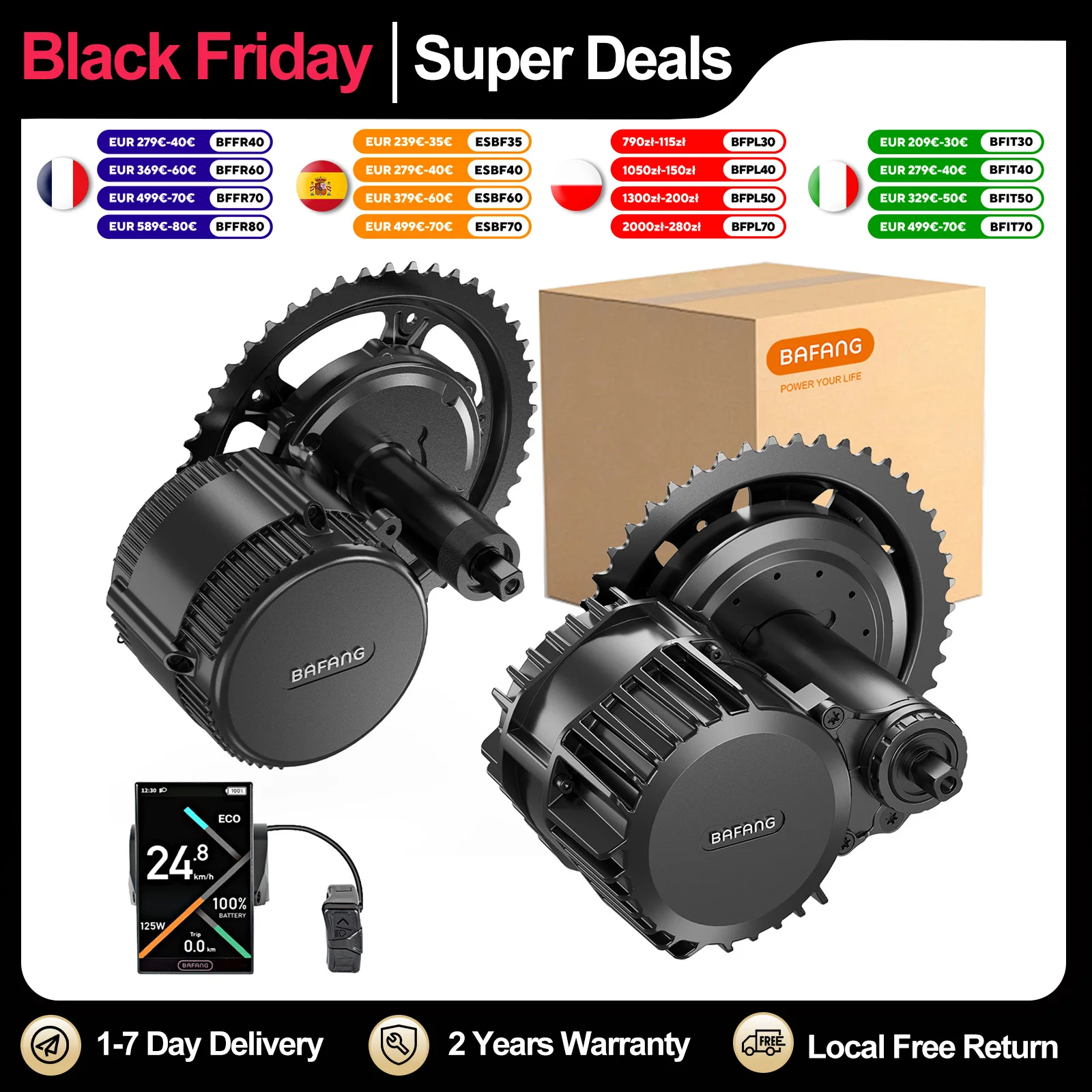 Bafang Motor 250W 350W 500W 750W 1000W Motor Kit 36V 48V 52V Mid Drive Elektrofahrrad Umrüstsätze 8fun BBS01B BBS02B BBSHD Image