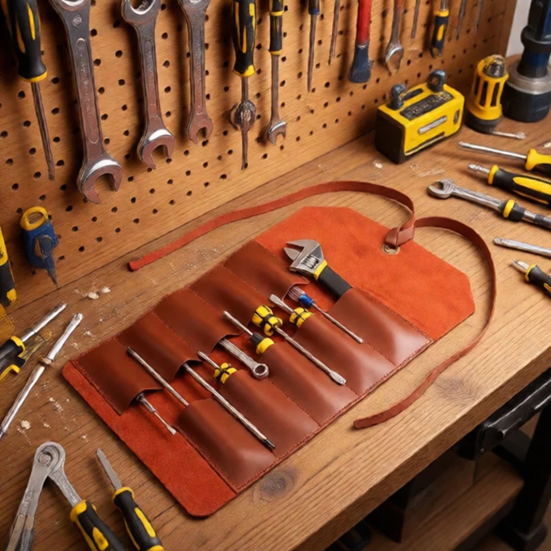 Pochette à outils en cuir PU robuste, organisateur de rouleau d'outils, sac à outils, pochette clé support de ciseau pour ranger les outils de sculpture sur bois