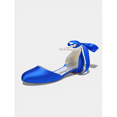 Salbeigrüne, perlenbesetzte Ballerinas mit Knöchelriemen für Damen, elegante Brautjungfernschuhe für Gartenhochzeiten im Freien Image