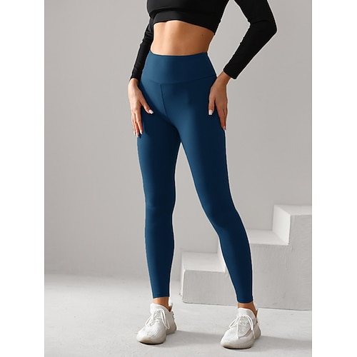 Damen Chinos Leggings Aktiv Streetwear Lässig Volle Länge Mittlere Taillenlinie Einfarbig Elastischer Bund Bequem Dehnbar Täglich Outdoor Fitnessstudio Weinrot Schwarz Dunkelmarine aschgrau Sommer Image
