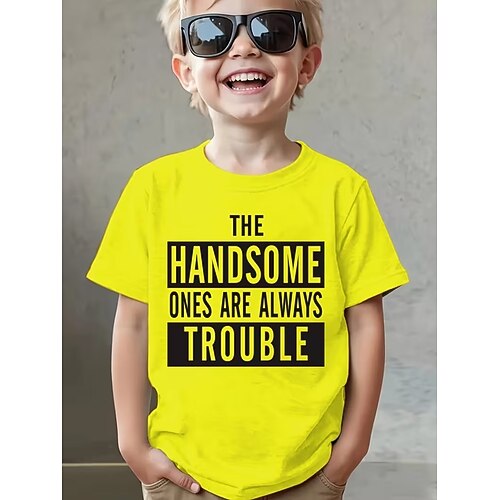 Jungen 3D Grafik Buchstabe T-Shirt Kurzarm 3D-Druck Sommer Frühling Sport Mode Streetwear Kinder 4-12 Jahre Rundhalsausschnitt Lässig Täglich Outdoor Normale Passform Image