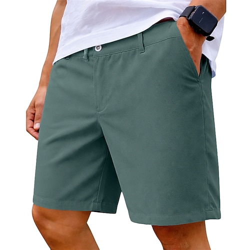 Herren Shorts Schicke Shorts Arbeitsshorts Tasche Elastischer Bund Rein Einfach Komfort Atmungsaktiv Über dem Knie Täglich Heim Büro Mode Streetwear Schwarz Rot Unelastisch Image