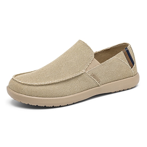 Beigefarbene Herren-Slipper aus Canvas, weiches, leichtes Material, minimalistischer Freizeitstil, geeignet für Alltag, Reisen und Freizeit Image