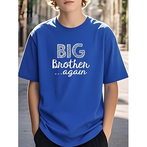 Jungen 3D Grafik Buchstabe T-Shirt Kurzarm 3D-Druck Sommer Frühling Sport Mode Streetwear Kinder 4-12 Jahre Rundhalsausschnitt Lässig Täglich Outdoor Normale Passform Image