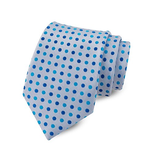 Herrenkrawatte aus Polyester mit Polka-Dots, klassisches, mehrfarbiges Punktmuster, eleganter, schmaler Stil für Trauzeugen, Hochzeiten, formelle Abendessen, Bankette und Geschäftsveranstaltungen Image