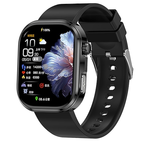iMosi GE52 Smartwatch 1.88 Zoll Smartwatch mit Bluetooth-Anruffunktion EKG PPG Temperaturüberwachung Schrittzähler Kompatibel mit Android iOS Unisex Freisprechanrufe Mediensteuerung Schrittzähler Image