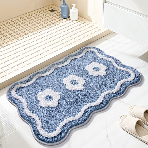 Badematte, saugfähig, rutschfest, minimalistisch, WC-Türmatte, dicker, weicher Teppich für Waschbecken, Dusche und Badezimmer Image