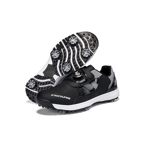 Weiße Herren-Golfschuhe, sportliches Schnürdesign, stoßdämpfende Sohle, moderner Sportstil für Golfplätze und Training Image