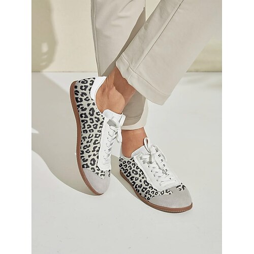 Damen-Golfschuhe mit Schnürung und Tiermuster aus Kunstleder Image