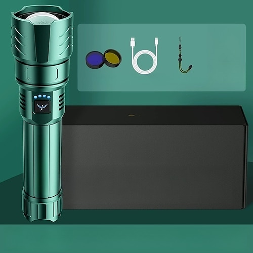 Hochleistungsfähige, ultrahelle, wiederaufladbare Taschenlampe mit Zündlinse, einstellbarem Fokus und vier Leuchtmodi – ideal für Camping, Outdoor-Aktivitäten, Landwirtschaft und Haushalt.