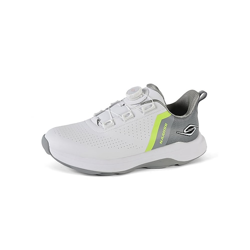 Weiße Herren-Golfschuhe, leichtes, atmungsaktives Obermaterial, gepolsterte Sohle mit griffiger Sohle, sportlicher Stil für Golfer und Outdoor-Spiele Image