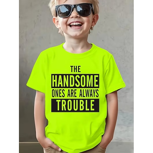 Jungen 3D Grafik Buchstabe T-Shirt Kurzarm 3D-Druck Sommer Frühling Sport Mode Streetwear Kinder 4-12 Jahre Rundhalsausschnitt Lässig Täglich Outdoor Normale Passform Image