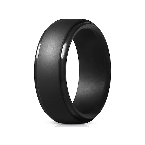 mattschwarzer Silikonring für Männer – bequemer und langlebiger Ehering, stilvoller Gummiring für einen aktiven Lebensstil, Sport, Arbeit und den Alltag Image