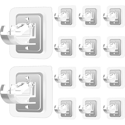 14 Stück selbstklebende, bohrfreie Gardinenstangenhalterungen – verstellbare Haken ohne Bohren – ideal für Bad, Küche, Haushalt und Hotel. Image