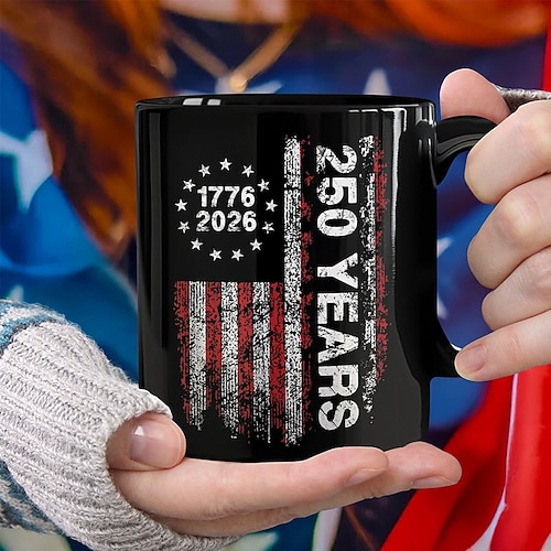 Tasse zum 250. Jahrestag der Vereinigten Staaten – patriotisches Geschenk, Keramik-Kaffeebecher zum 550. Jahrestag, 1776–2026 Amerika 250, Geschenk zum Unabhängigkeitstag (4. Juli) für Männer und Image