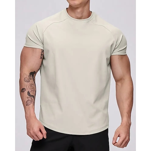 Herren Lauf-T-Shirt Kompressionsshirt Laufshirt Kurzarm T-Shirt Sommer Frühling Herbst Einfarbig Schnelltrocknend Kompression Feuchtigkeitsableitend Fitnesstraining Aktives Training Übung Image