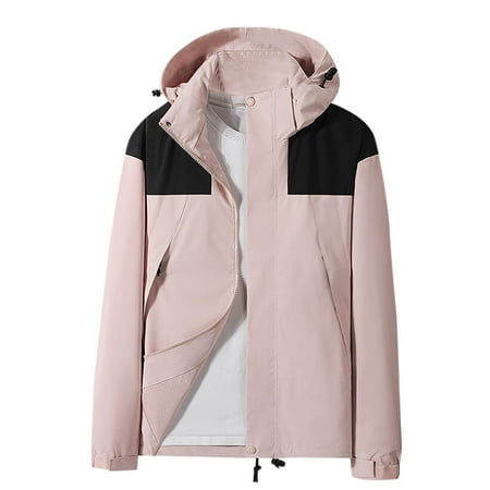 Rohuuque Boys Girls Waterproof Hooded Jackets Raincoats Fall Winter Outerwear Warm Casual Coat zipper Hooded Windbreaker Jacket Pink