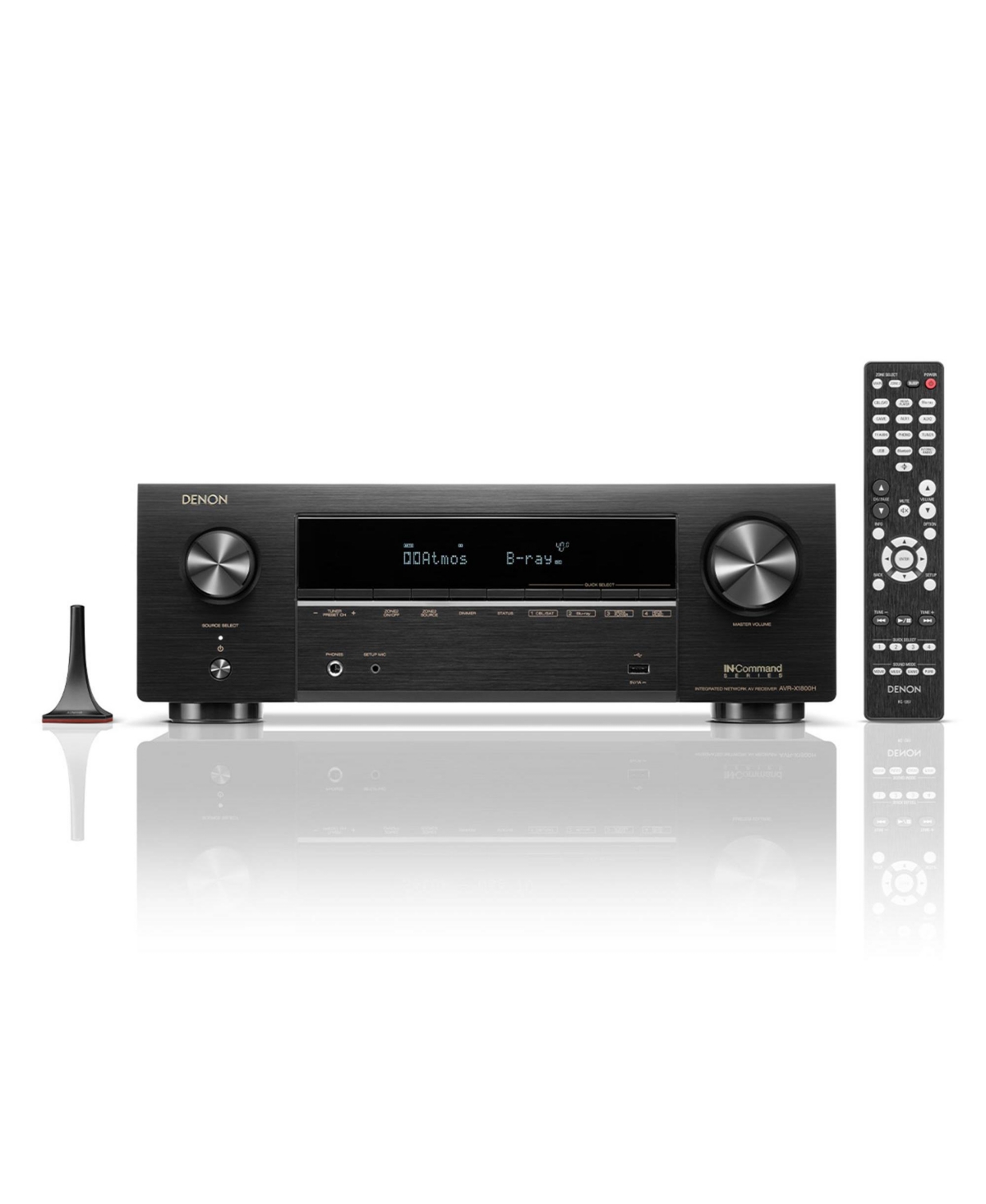 Denon AVRX1800H 7.2 Channel 8K Home Theater Receiver with Dolby Atmos, Heos Built-In, and Audyssey Room Correction - Black