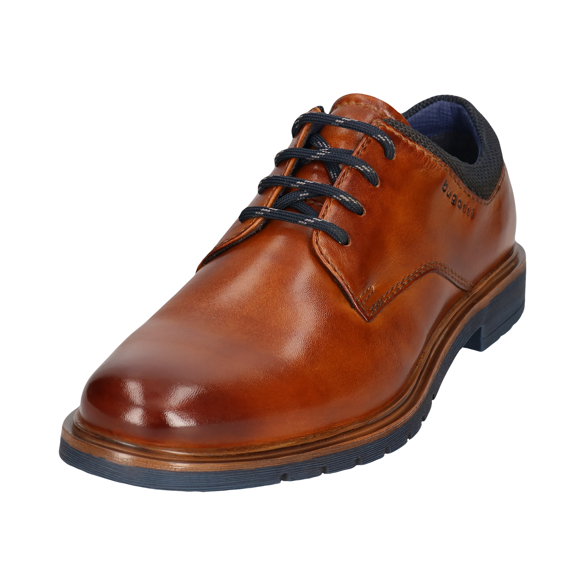 Schnürschuh BUGATTI, Herren, Gr. 42, cognac, Leder, Textil, Schuhe Schnürschuh, Halbschuh, Business-Schnürer, Anzugschuh mit softem Schaftrand