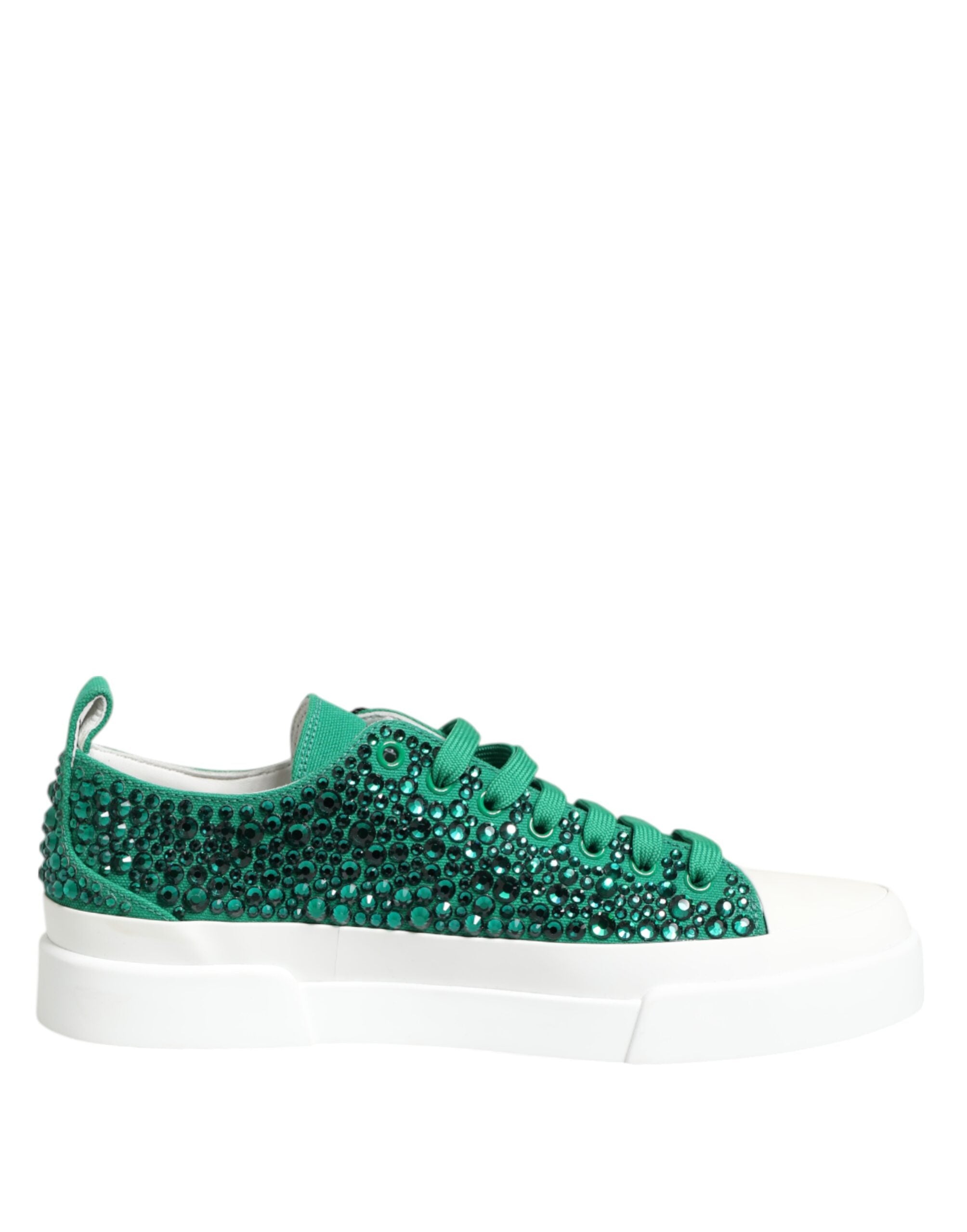 Dolce & Gabbana Grüne Portofino Crystal DG Logo Sneaker Schuhe