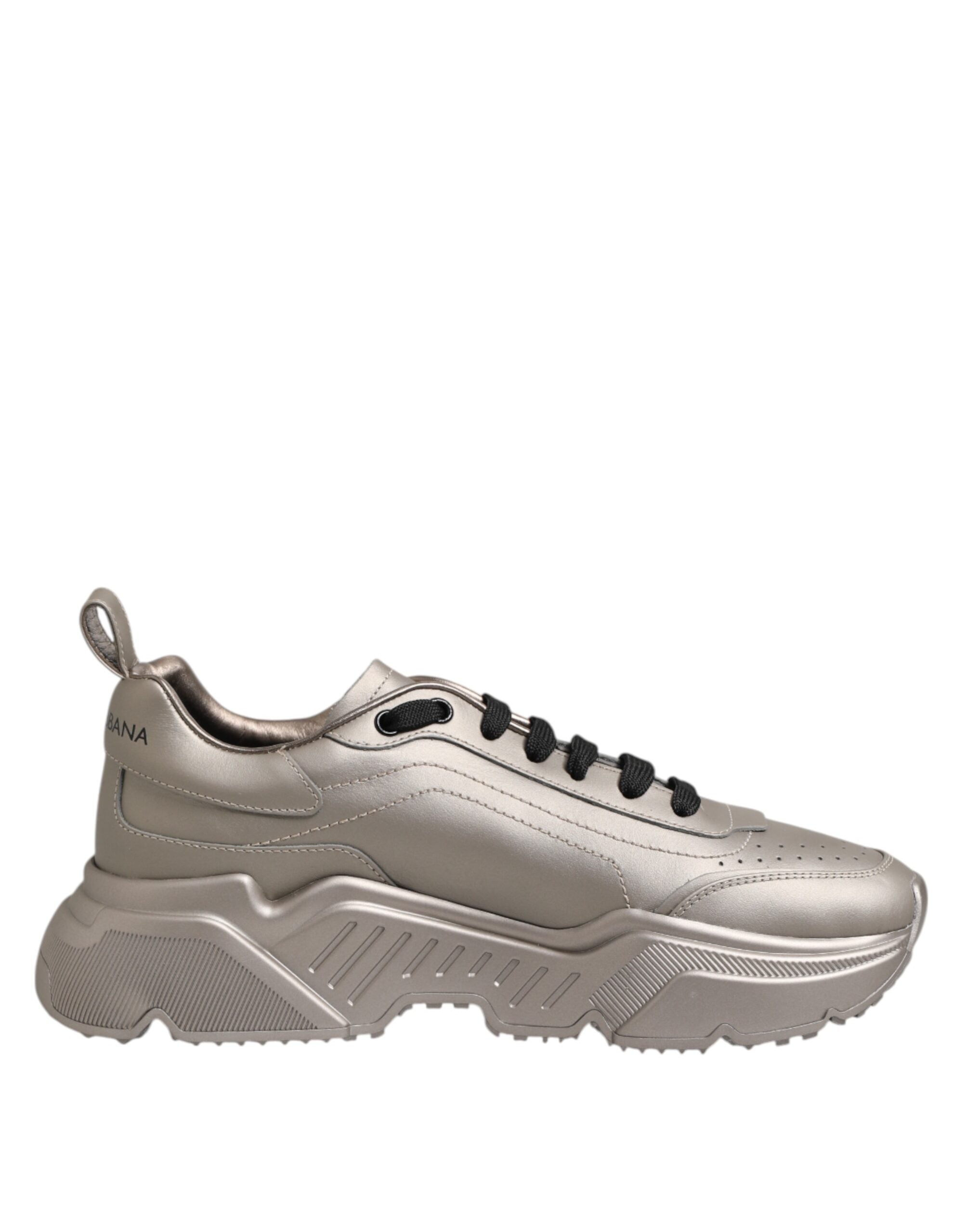 Dolce & Gabbana Silver DAYMASTER Leder Herren Sneakers Schuhe