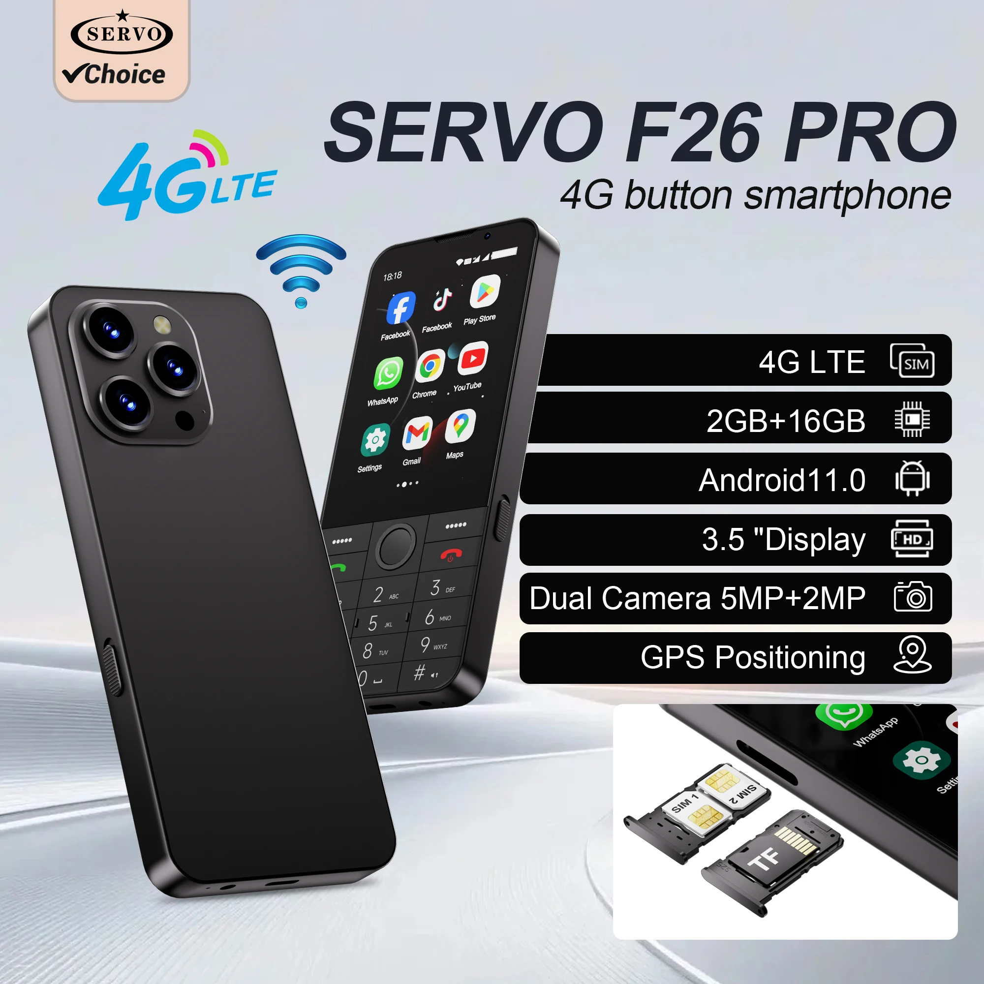 SERVO F26 PRO 4G Button Smartphone Touch Screen 3.5