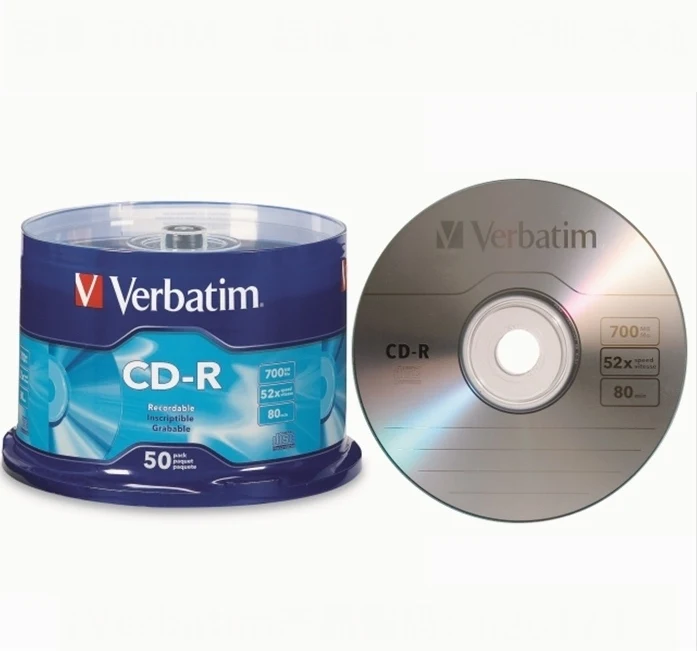 Verbatim CD-R-Scheibe, blanko, silberfarben, CD-Disk, CDR-Scheiben, 80 Minuten, 700 MB, 52 x 50 Stück Image