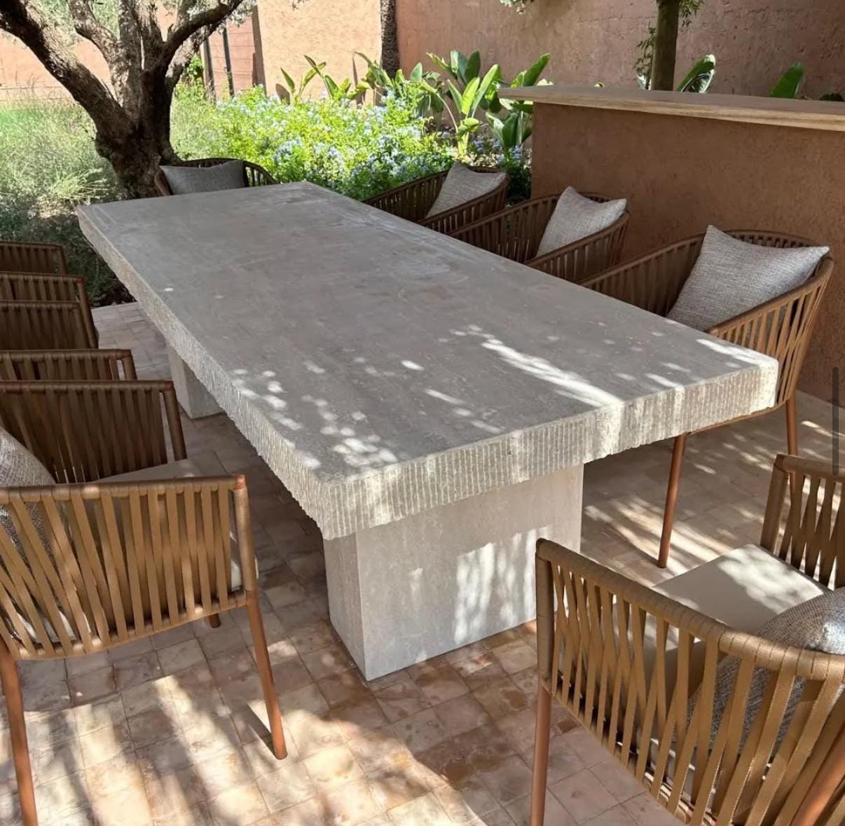 Tavolo da pranzo rettangolare in travertino, Tavolo rettangolare in marmo, Tavolo in travertino, Tavolo da pranzo rettangolare, Tavolo da pranzo in ma