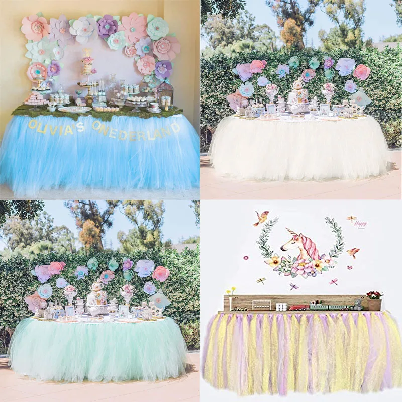 Tisch rock Tutu Valentinstag Dekoration Hochzeit flauschige Baby party Geschirr Party Wohnkultur handgemachte Party Tischdecke Image