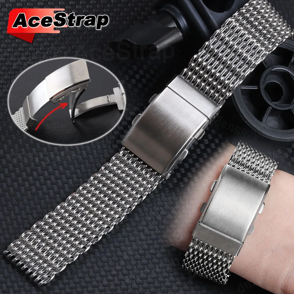 Luxuriöses Edelstahl-Uhrenarmband, 20 mm, 22 mm, Herren-Business-Armbänder für Seiko, Universal-Armband für Rolex-Bänder, skalierbare Uhrenschnalle Image