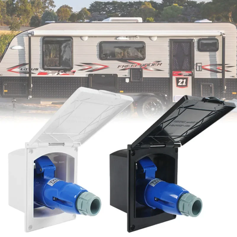 1Pc 220V-250V 16A RV Externe Steckdose Mit Abdeckung Wasserdichte Steckdose Für Caravan Camper änderung Zubehör Image